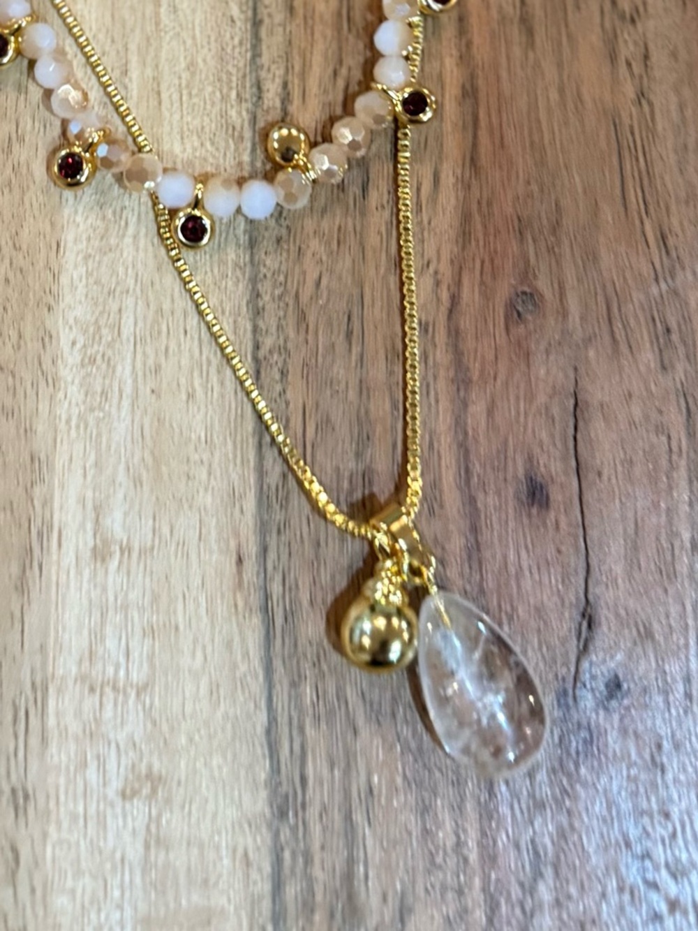 J. Crew Layered Gold Beaded Pendant Necklace